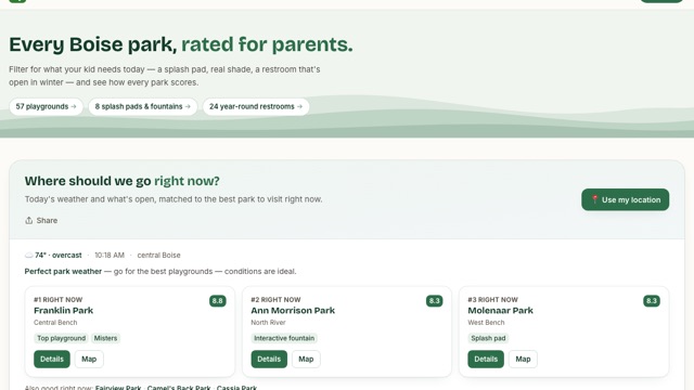 Boise Parks homepage