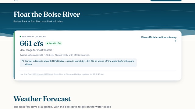Float Boise homepage