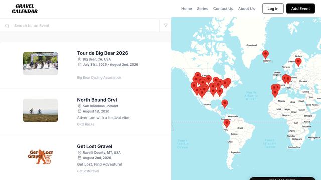 Gravel Calendar homepage