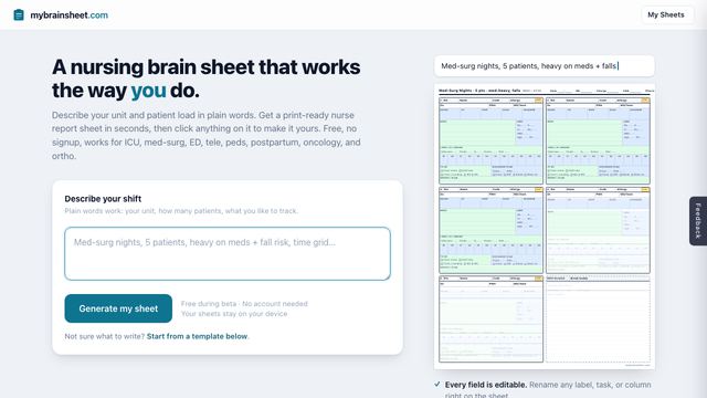 mybrainsheet.com homepage