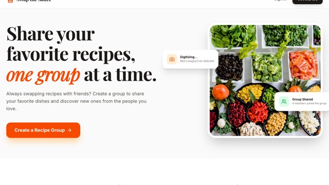 Swap the Sauce homepage